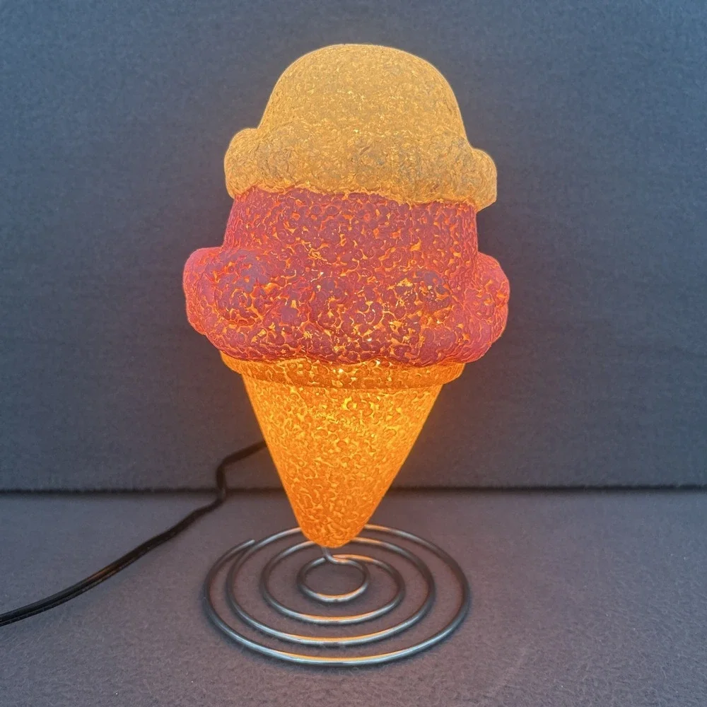 2-Scoop‎ Ice Cream Cone Desk Lamp – Vintage-Inspired Melted Popcorn Style, 2018
